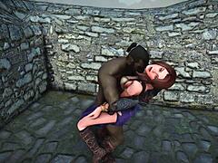 Skyrim 3D roleplay cu Ysolda în bondage dur și sex anal.