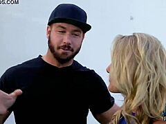 Intriguing visit to vr porn shoot: brunette gives blowjob on set