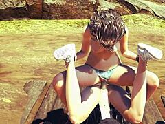 3d Anime Hentai Girl Sucks Monster Cock In Nature Leading To Cum