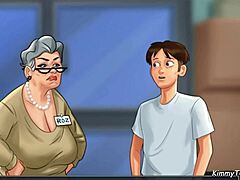 В Summertime Saga, старата жена измами младия 18+ тип в бърз секс в болничния склад