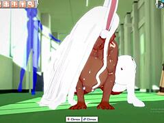 The big-ass bunny reaches intense orgasm in this game