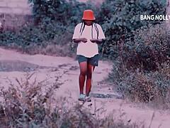 Car ride with ebony princess in lonely neighborhood