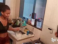 Myllena Rivers in steamy kitchen