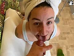 Horny bitch sucks big tits wet pussy