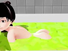 koko a strips completely in the bath