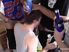 Burglar gets face fucked bareback by guys