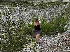 oh my god, was that busty milf almost caught fucking hard by the river?