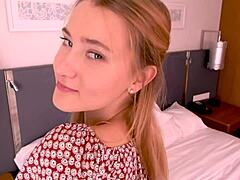 Skinny beauty takes hard pounding during intense casting session