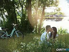 Outdoor scene with Ariana Shaine in dirty flix series