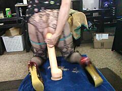 shemale jessica raven rides huge dildo passionately