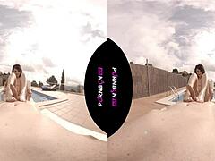 Young neighbor wants to fuck outdoors in pool 😈