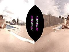 Young neighbor wants to fuck outdoors in pool 😈