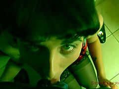 Sloppy Blowjob at Bar with Cumshot and Spitting