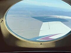 mile high threesome on private plane ends in double creampie