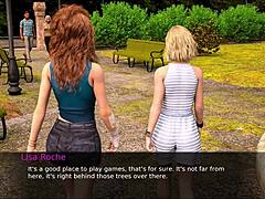 Redhead with big tits and ass walks with two teen amateurs