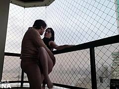 Married Woman Feels Pleasure Sucking Big Dick On Balcony