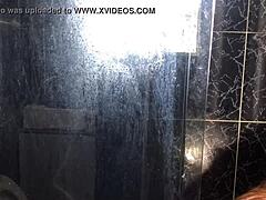 Young Guy Fucks Friend's Aunt in Bathroom with Blowjob and Tits