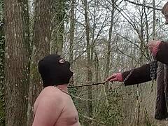 Emotional submission of my slut slave in the forest