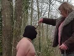 Emotional submission of my slut slave in the forest
