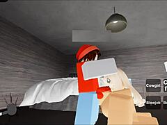 ロブロックスホアを床でグループセックスとフェラでバンギング