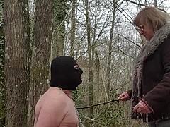 Emotional submission of my slut slave in the forest
