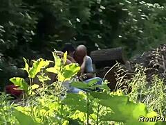 German couple enjoys outdoor sex