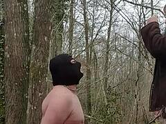 Emotional submission of my slut slave in the forest