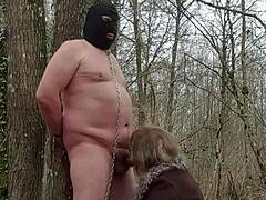 Emotional submission of my slut slave in the forest