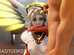 Mercy's mouth in animated 3D porn