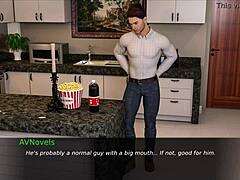 blonde lady masturbates her wet pussy in kitchen. she reaches orgasm with natural tits shaking.