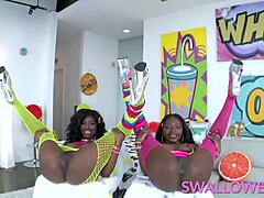 Swallowed Two Ebony Cum Dumpsters Suck A Big White Cock