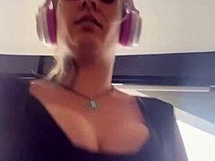 Blonde's Tits Bounce During Workout