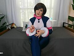 Oh man, this big titty teen in cosplay gives the hottest femdom handjob with cum countdown!