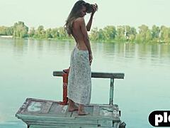 Perfect Ass European Milf Kenya Posing Outdoor with Pierced Natural Body