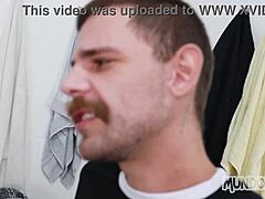 Sucking soccer partner in locker room.