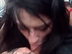 Outdoor blowjob and deepthroat on the road