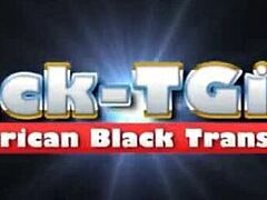 黒人Tガールがソロオナニー、エボニークロスドレッシング射精