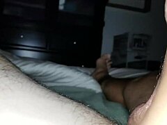 Amateur gives oiled handjob with lots of precum