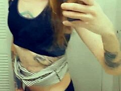 cute transsexual in miniskirt masturbating her small cock