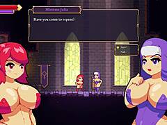 Scarlet Maiden gets futanari blowjob at gloryhole in caves