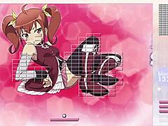 Kurusu Kanako has clothes ripped while stripping in Arkanoid gameplay hentai