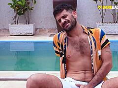 i'm fucking this brute macho man bareback by the pool in pov