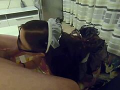 Sexy maid performs oral and fucking at home.