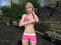 Katia Can't Help But Stare At Her Big Boobs In Training 😏