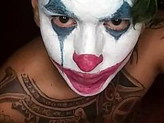 Mexican Joker Jacks Off Dick In Halloween Cosplay Costume Solo Gay Masturbation
