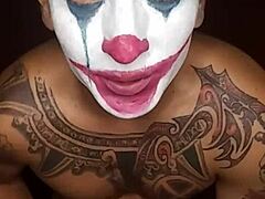 Mexican Joker Jacks Off Dick In Halloween Cosplay Costume Solo Gay Masturbation
