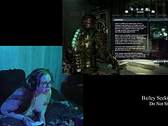 Playing Deadspace naked in part 6 with my big natural tits out