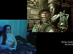 Playing Deadspace naked in part 6 with my big natural tits out