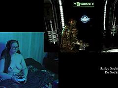 Deadspace'i çıplak oynuyorum 6. bölümde, büyük doğal memelerim dışarıda