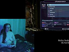 Busty gamer in Dead Space